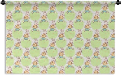 Wandkleed - Wanddoek - Konijn - Patronen - Kinderen - Cartoon - 180x120 cm - Wandtapijt