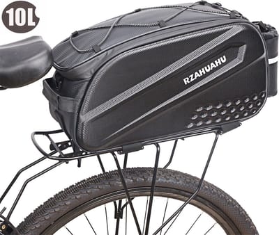 Fietsachtertas-10 Liter-Fietstas Bagagedragertas-Waterdichte Fietstassen-Met Schouderband en Handvat-Met bekerhouder-Zwart- Cadeau voor Vaderdag