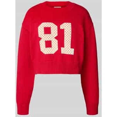 Korte gebreide pullover met ronde hals