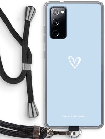 Case Company® - Hoesje met koord geschikt voor Samsung Galaxy S20 FE / S20 FE 5G hoesje met Koord - Klein Hart Blauw - Telefoonhoesje met Zwart Koord - Bescherming aan alle Kanten en Over de Schermrand