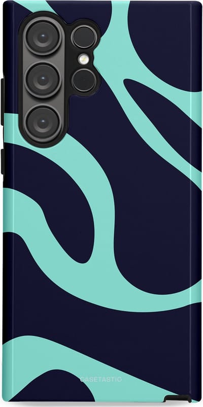 Casetastic Hoesje Geschikt voor Samsung S23 Ultra - Stijlvolle Beschermende Duo-layer Case - Golvenritme Aqua-Marine