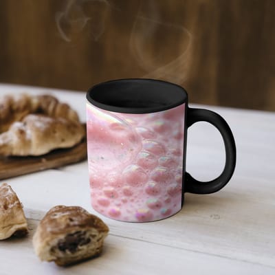Magische Mok - Foto op Warmte Mokken - Koffiemok - Schuim - Structuur - Roze - Magic Mok - Beker - 350 ML - Theemok