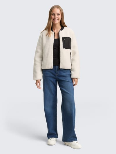 Tom Tailor Denim - Teddyjas met bomberkraag - Maat XXL - light cream beige