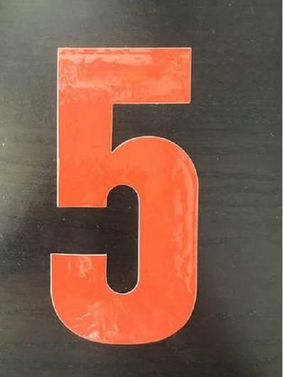 Reflecterend Cijfersticker: 5 ORANJE 16,5cm  - Brievenbussticker, Plaknummer, Huisnummersticker, Kliko sticker, Containersticker