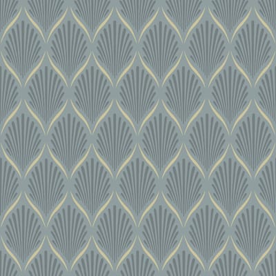 Duro Vliesbehang 681-03 - Blommor & Blad - Art Deco Blauw - 53cm x 10.05m
