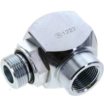 G 1'' M/F Verzinkt Stalen Elbow 90deg Draaidoorvoer Hoge druk 250 Bar - Hydrauliek - FL2E-MF-EZN-100G-R