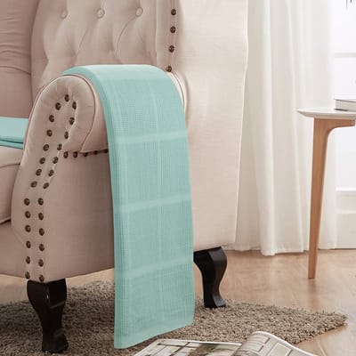 Homéé® Plaid cellulair dekentje 130x180 cm mintgroen 270g.p/m2 100% katoen deken voor volwassen en kinderen