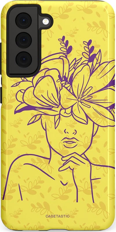Casetastic hoesje geschikt voor Samsung Galaxy S21 FE 5G - Dubbellaagse bescherming - Floral Essence - Fashion Case - Goud Beige