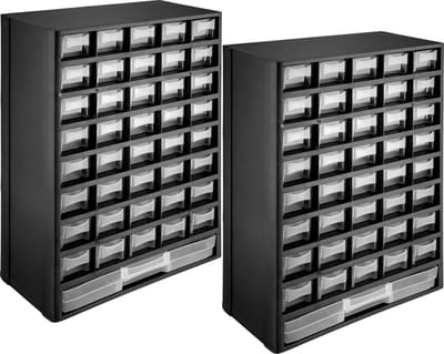 tectake® - Assortimentskast met 41 transparante laden - Set van 2 - Ideaal voor wandmontage, gemaakt van duurzaam polypropyleen - Voor werkplaats, garage en hobbyruimte - 30x13,5x45cm