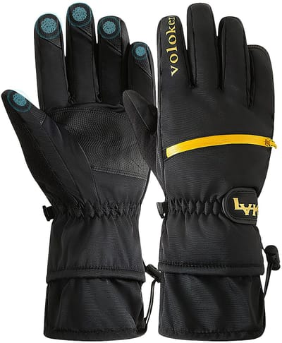 Dailygoods - Winterhandschoenen voor dames en heren, waterdichte skihandschoenen, warme snowboardhandschoenen, winddichte handschoenen met dubbele zak en verbindingsgesp, voor skiën, motorrijden