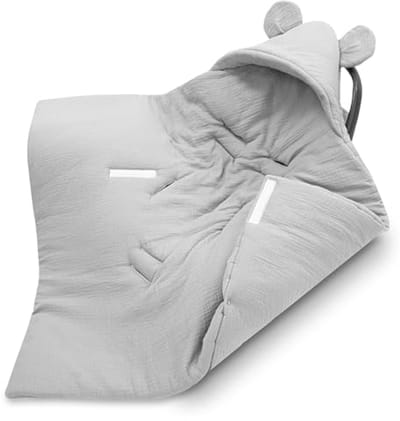 Ademende Wikkeldeken voor Baby - 90x90 cm Mousseline Voetenzak voor Autostoel en Kinderwagen