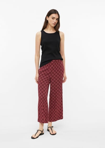 Hoog taille met patroon wijde broek met elastische taille voor dames s.Oliver