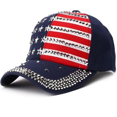 Amerikaanse Vlag Baseballpet Sparkle Studded Vlag Deim Hip Hop Hoed Buiten Casual Stijl Man Unisex Hoed Voor Vrouwen Meisjes Adjustable red