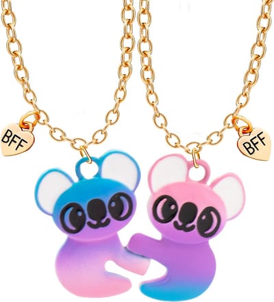 Bixorp Friends BFF Ketting voor 2 met Blauwe & Paarse Koala's - Goudkleurig Koord - Vriendschapsketting Cadeau