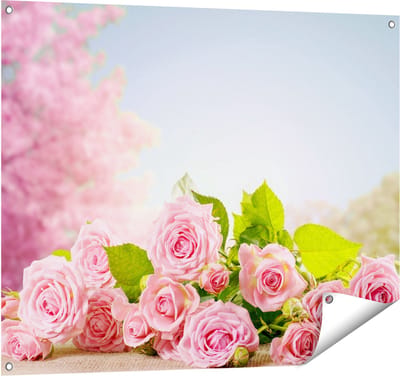 Gards Tuinposter Boeket Roze Rozen Bloemen - 100x80 cm - Tuindoek - Tuindecoratie - Wanddecoratie buiten - Tuinschilderij