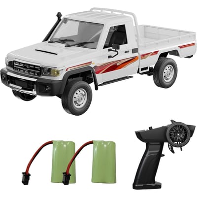 Afstandsbedieningsauto, 2,4 GHz elektrisch voertuig met LED-verlichting, 1:14 Schaal Oplaadbare Pick-up Truck met 2 Batterijen, Speelgoed