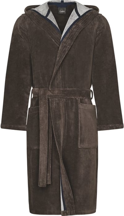 Cawo kamerjas voor heren - luxe heren badjas met capuchon - duurzaam katoen - bruin - maat 46/48