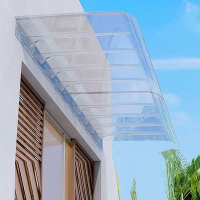 Gebogen Luifel - Regenopvang Dak - Buiten Beschermen - Sterk Polycarbonaat - 50x180cm - Transparant