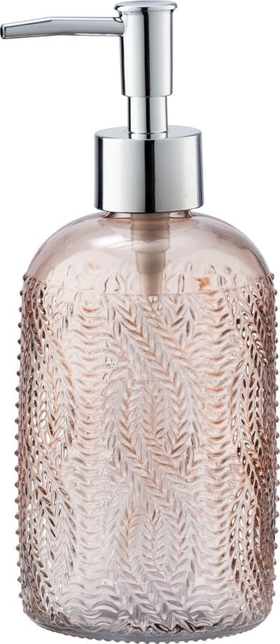 WENKO Zeepdispenser Vetro roze glas 400ml - Zeeppompje vrijstaand en navulbaar - Badkamer/toilet/keuken