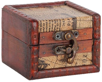 Dailygoods- Schatkist Vintage Stijl - Houten Mini-schatkist - Decoratief - Multifunctioneel - Retro Speelgoed - 8 x 6,5 x 6 cm - Opbergdoos