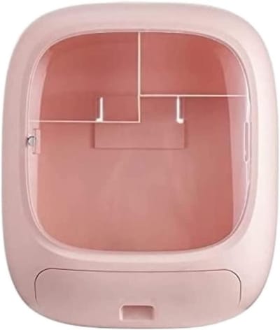 Cosmetica Organizer - Opbergdoos Badkamer - Netjes Opbergen - Ponsvrije Montage - 27x10x34cm - Roze