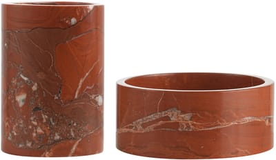 Marmeren Geschenkset: Wijnkoeler + Fruitschaal Rood