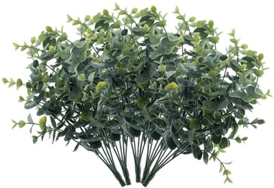 Bellatio Design Kunstplant takken Eucalyptus Cinera - 5x - 32 cm - bosje/bundel - bladgroen stelen - decoratief