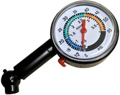 Analoge Autoband Bandenspanningsmeter - Nauwkeurige Bandenspanning Meten - Draagbaar Voertuig Druk Meetinstrument - Universele Compatibiliteit - Auto, Motor, Vrachtwagen, Fiets - Gemakkelijk te Gebruiken - Inclusief Drukafgifteventiel - 0-55 PSI