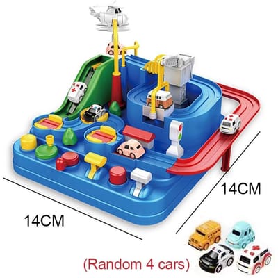 Race Railauto Speelgoed Kinderen Baan Avontuur Spel Hersenen Mechanisch Interactieve Trein Dieren Ruimte Raket Speeltje blue