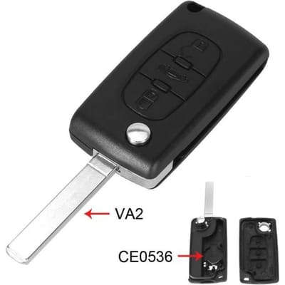 Taille -3 boutons coque de clé télécommande pliable à avec lame HU83-VA2, étui pour clé de voiture Peugeot 207 208 307 308 408 black