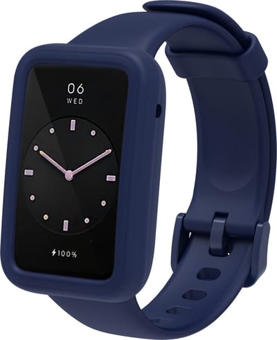 By Qubix - Siliconen sportbandje met case - Donkerblauw - Geschikt voor Xiaomi Smart Band 7 Pro / Mi Band 7 Pro bandje