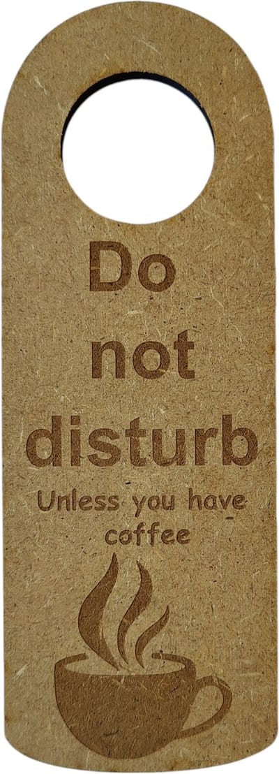 Djemzy - deur bordje - deurhanger - video call in progress - do not disurb unless you have coffee - dubbelzijdig - laser gegrafeerd hout - 6 mm mdf