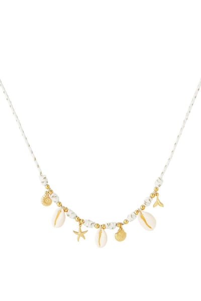Ketting summer vibes-bedel schelp- zeester- wit- goudkleur