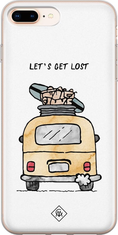Casimoda® hoesje - Geschikt voor iPhone 8 Plus - Let's Get Lost - Siliconen/TPU telefoonhoesje - Backcover - Tekst - Multi