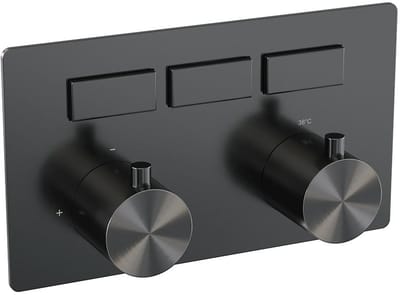 Brauer Gunmetal Edition 3-weg inbouwthermostaat met drukknoppen met in- en afbouwdelen gunmetal geborsteld PVD