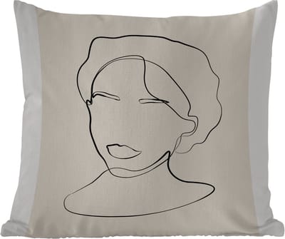Buitenkussen - Tekst - Quotes - Line art - Vrouwen - 45x45 cm - Weerbestendig