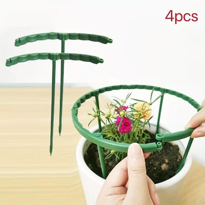 4 pièces Plastique Support de Plante Cadre en Poteau Arrangement Serre Semicercle Tige Fixe Intérieur Fleur Plante Liane Support d'Escalade