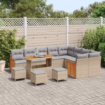 vidaXL - Tuinbank - Set - 14 - st - 10-Aantal - zitplaatsen - Beige - en - Lichtgrijs