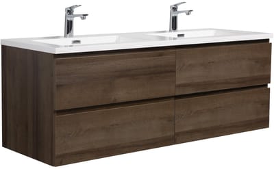 Badplaats Badkamermeubel Set Angela 140 cm – Bruin Eiken – Badmeubel met Wastafel