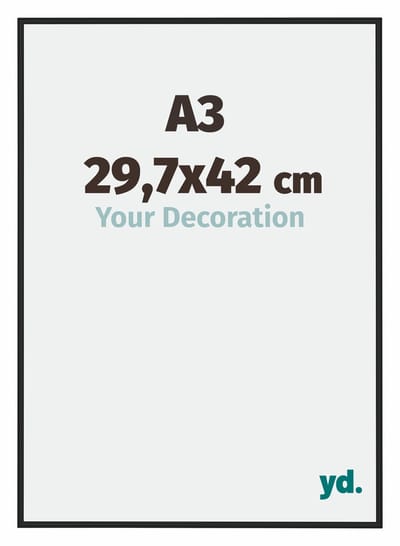 Your Decoration - Fotolijst A3 29,7x42 cm - Aluminium - Zwart Hoogglans - Miami