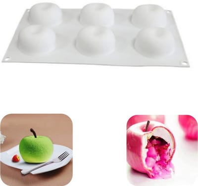 Mallen - Taartvormen - Puddingvormen - Appelvormige mallen - Chocoladevormen - Siliconen mallen - Zes gaten - Hittebestendig - Waterdicht - Makkelijk schoon te maken - Bakaccessoires - Geschikt voor taart, chocolade, oven (wit,28,5*17,5 cm)