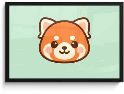 Poster in lijst - Fotolijst 60x40 cm - Posters - Rode panda - Groen - Cartoon - Posterlijst zwart - Decoratie - Wanddecoratie woonkamer - Muurdecoratie slaapkamer