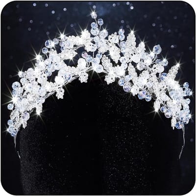 Bruidshaaraccessoire Zilveren Strass Diadeem Kostuum Hoofddeksel Blad