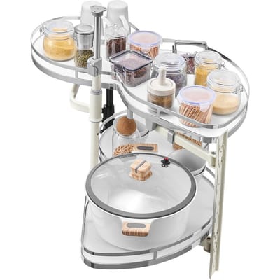 Organisateur extractible à fermeture douce pour meuble d'angle droit à 2 niveaux
