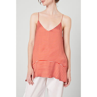 American Vintage V Collar Printed Top Cabanon Size: S | Tanks &amp; Camis Outlet | Dames | Oranje