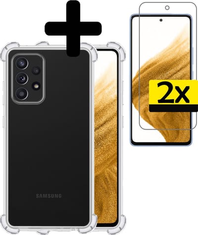 Hoesje - Met Screenprotector - 2 Stuks - Geschikt voor Samsung Galaxy A53 - Sterk & Shockproof - Siliconen Case - Back Cover - Telefoon Hoes - Shock Proof - Telefoonhoesjes - Transparant