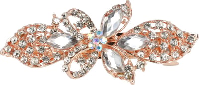 Haarsoires Haarspeld Patentspeld 8cm - Bloemvorm – Facet & Strass Steentjes - Zilver - Haarspelden voor Dames - Haarklem - Haarclip - Haaraccessoires - Hair Clip - Decoratieve Haaraccessoire