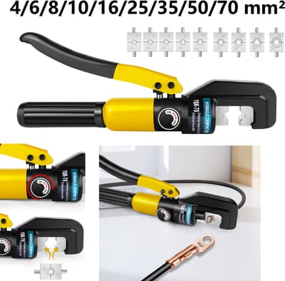 Hydraulische kabelschoen krimptang - Persbereik 4-70mm² - 9 persmatrijzen - Professioneel elektrisch persgereedschap voor monteurs