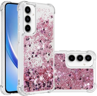 Coverup Hoesje - Geschikt voor Samsung Galaxy A36 Hoesje - Coverup Liquid Glitter Back Cover - Rose Gold