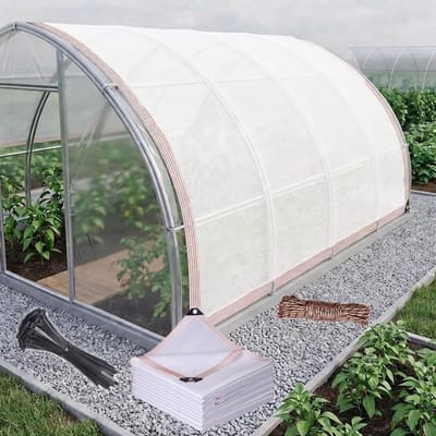 Schaduwnet Wit – 50% Schaduwgraad, Zonnescherm voor Broeikas met Oogjes, UV-bestendig & Ademend Plantenbeschermingsnet, Zichtdoek voor Tuin & Buiten, Windscherm Schaduwdoek